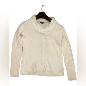 Nautica Cozy White 100% Cotton Cable Knit Sweater Size Medium